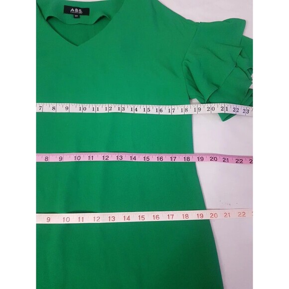A.B.S. Collection Womens Dress Green Size Small Short Tiered Sleeve Shift Mini - Picture 13 of 14